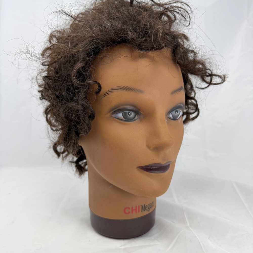 CHI Megan Professional Mannequin Head Curly Brown Hair Cosmetology Training Head